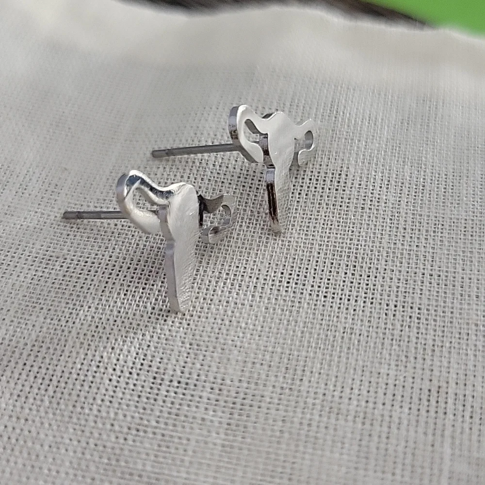 Femcore Uterus Stud Earrings, My Body My Choice - Picture 6 of 6
